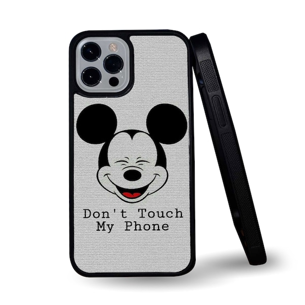 Micky Maus Don't Touch My Phone Cartoon Spaß Stilvolle Snapback Rubber Handyhülle für iPhone & Samsung - Geschenk