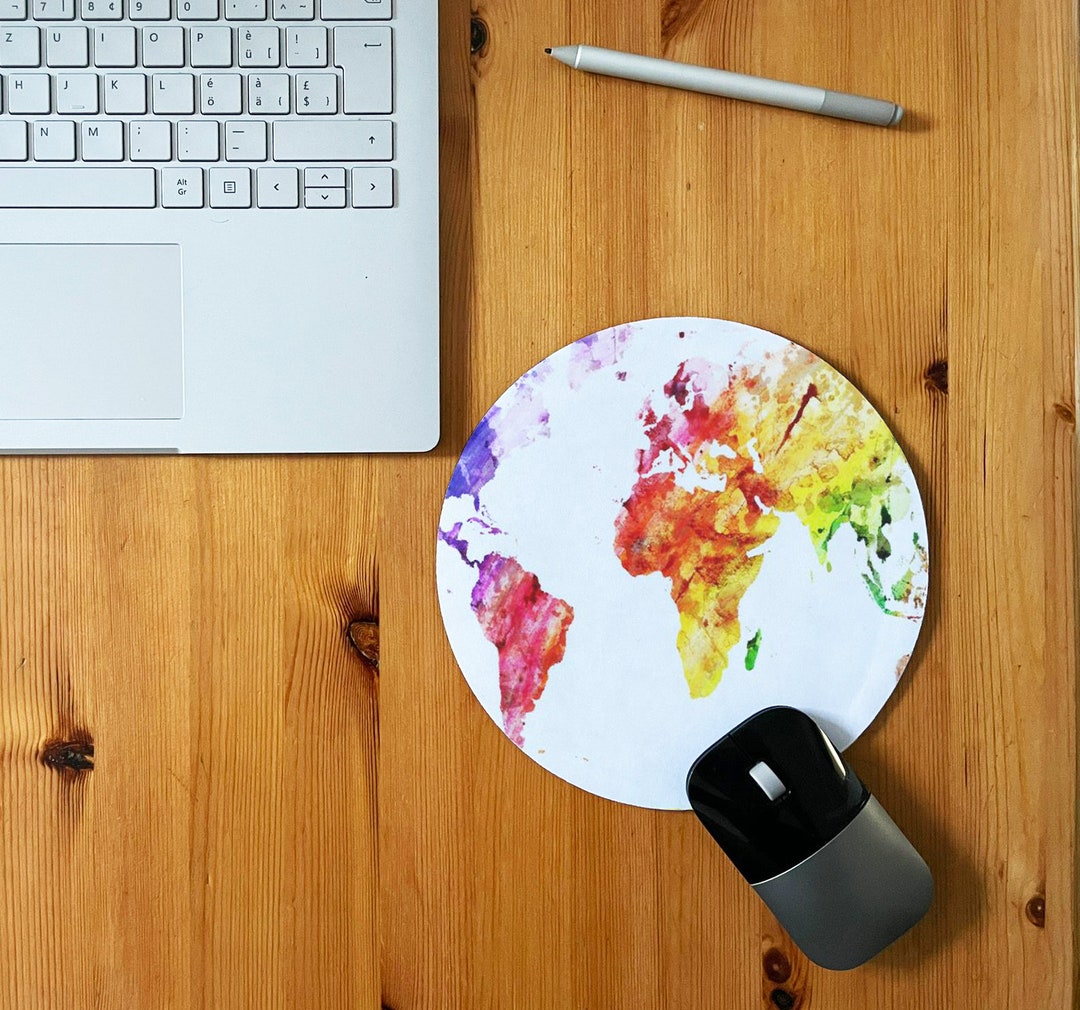 World Map Continents Countries Oceans Seas Computer PC Laptop Mouse Pad ...