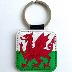 Wales Flag Synthetic Leather Key ring tag Decor Dec