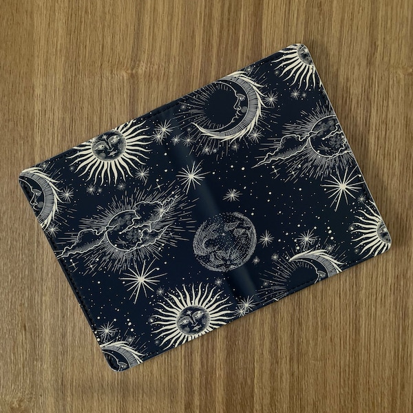 Celestial Pattern Sun Moon Planets Galaxy travel essential passport holder cover and luggage tag