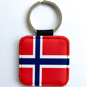 Flag Of Norway Oslo Norwegian Synthetic Leather Key ring tag Decor Dec