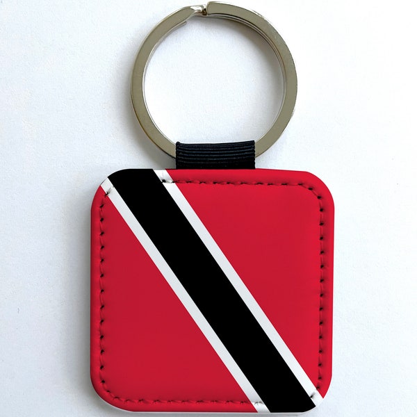 National Flag of Trinidad and Tobago Port of Spain Symbol Synthetic Leather Key ring tag Decor Dec