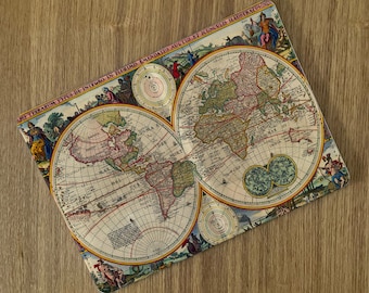 Carte du monde classique, boussole, voyage autour du monde, porte-passeport et étiquette de bagage indispensables pour voyager