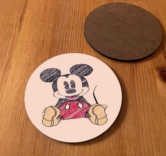 Mickey Mouse Sitzen Happy Smile Kunstholz Tasse Becher Untersetzer