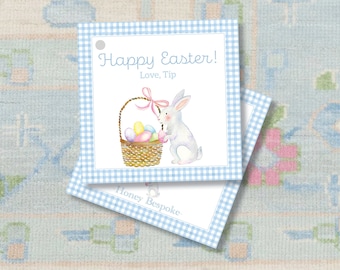 Watercolor Gift Tag / Gingham Easter Gift Tags / Childrens Gift Tag / Kids Gift Tag / Enclosure Card / Blue / Gingham / Grandmillennial