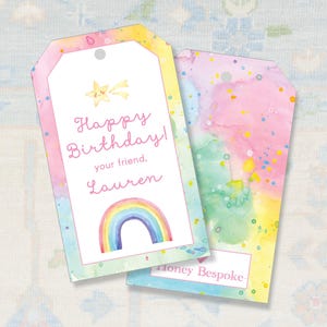 Watercolor Rainbow Birthday Gift Tag / Printable Rainbow Birthday Gift Tags / Girl Gift Tag / Rainbow Theme / Colorful Party Tags