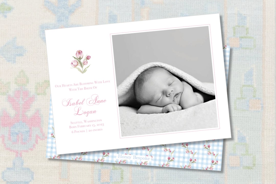 Watercolor Floral Flower Baby Birth Announcement / Classic / Baby