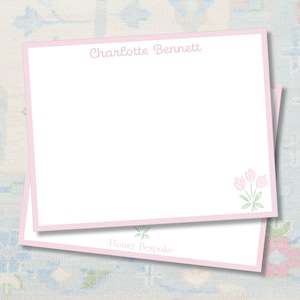 Tulips Stationery / Stationery For Little Girls / Grandmillennial Baby Stationery / Floral Thank You Cards Baby