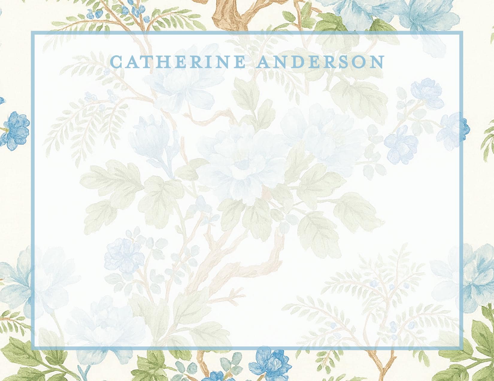 Personalized Blue Floral Stationery | Chinoiserie Peony Note Cards - Etsy