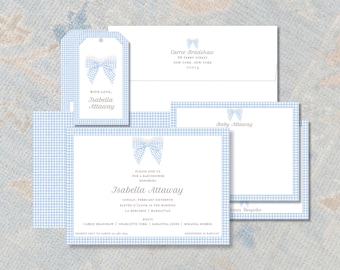 Blue Gingham Baby Shower Invitation | Preppy Southern Boy Design