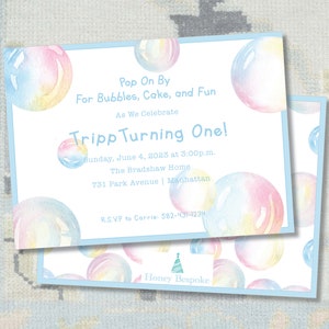 Bubble Party Birthday Invitation / Pop On By / Pop On Over / Bubble Birthday Party / Bubble Boys Birthday