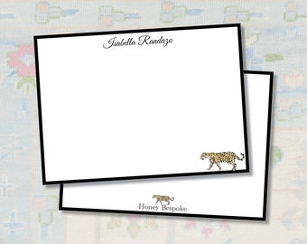 Watercolor Leopard Personalized Stationery / Jaguar Stationery / Leopard Gifts / Women's Stationery / Classic Stationery  / Preppy