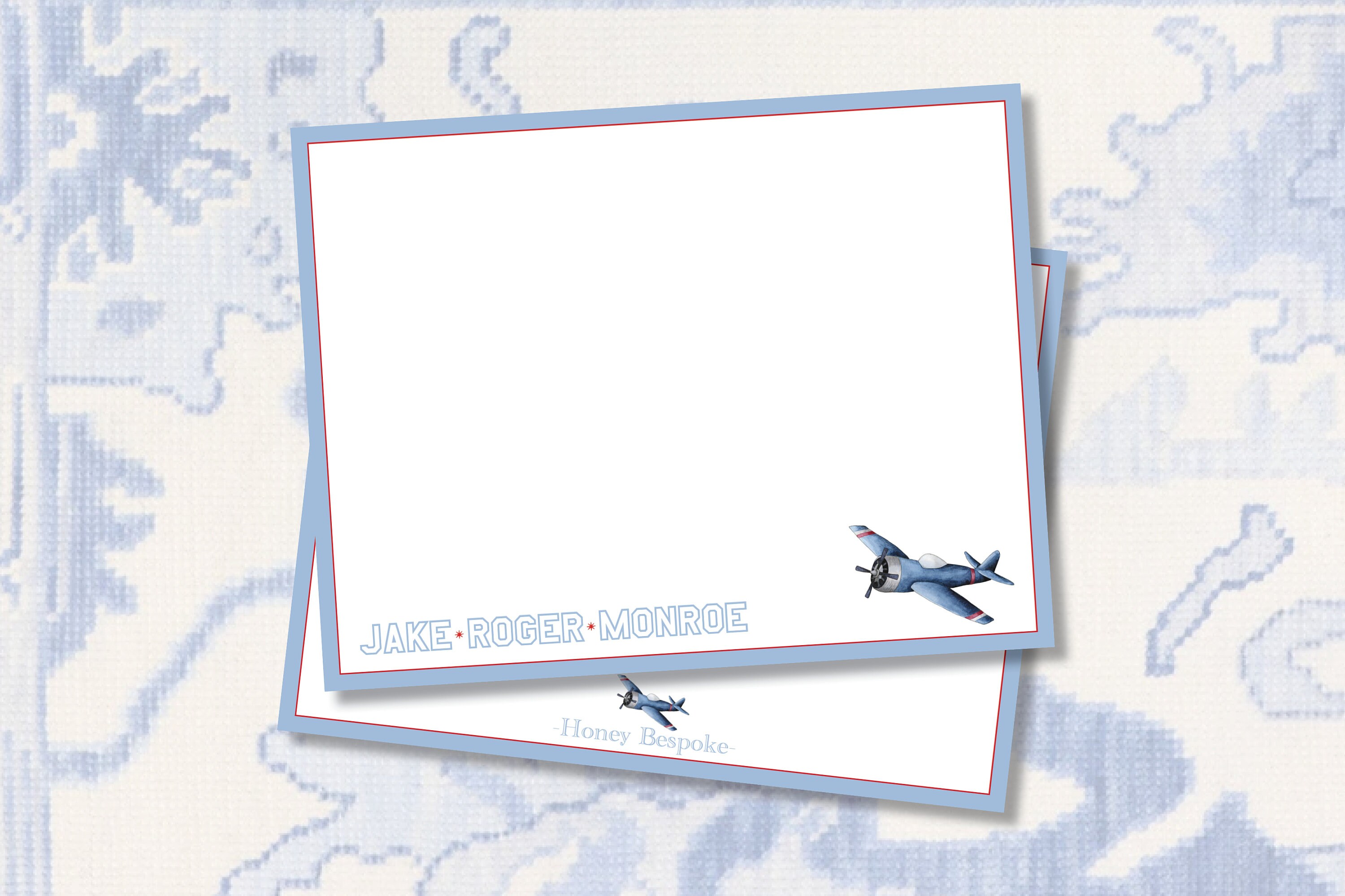 Airplane Personalized Kids Notecards  Child Note Cards Stationery – Mayfly  and Junebug Designs