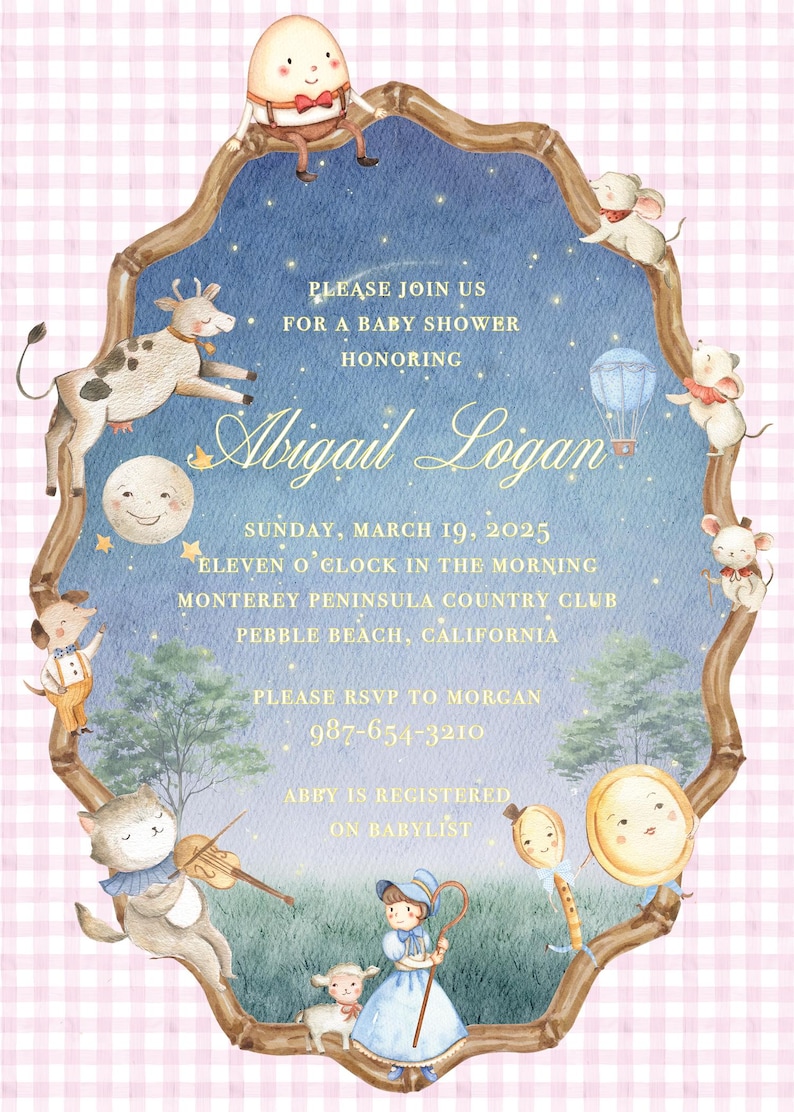 Nursery Rhyme Baby Shower Invitation | Storybook Shower Invite | Preppy 画像 4