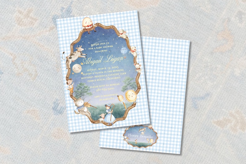Nursery Rhyme Baby Shower Invitation | Storybook Shower Invite | Preppy 画像 2
