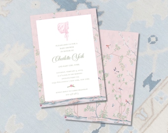 Classic Watercolor Baby Shower Invitation / Preppy Baby Shower Invitation / Elegant Baby Girl Shower / Gracie / Southern Baby Girl Shower