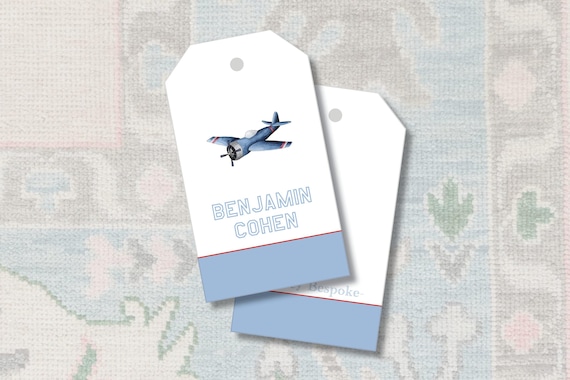 Watercolor Airplane Gift Tags | Personalized Plane Boy Favor Tag