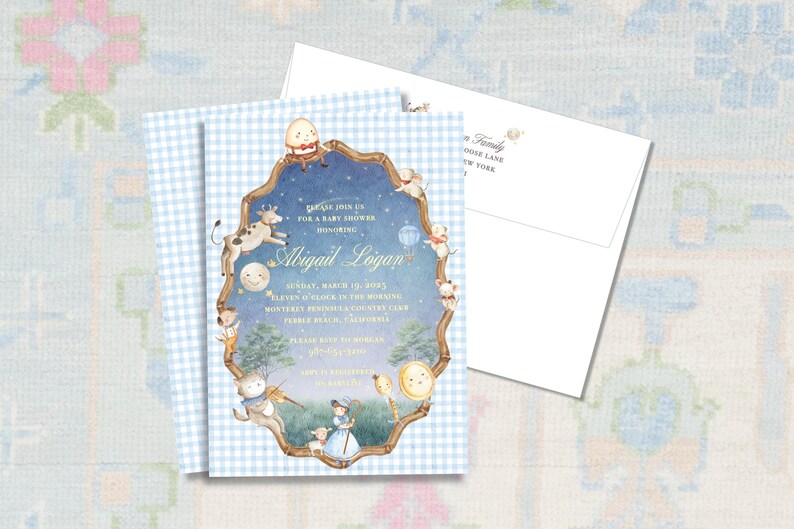 Nursery Rhyme Baby Shower Invitation | Storybook Shower Invite | Preppy 画像 3