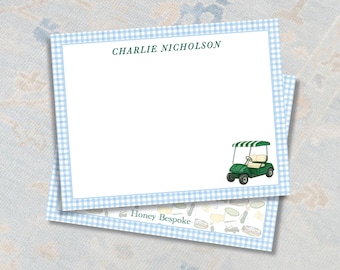 Golf Thank You Notes | Personalized Hole in One Stationery | Masters Blue Gingham