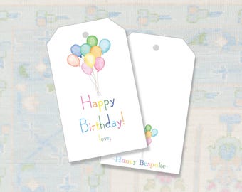 Classic Birthday Gift Tags | Balloon Watercolor