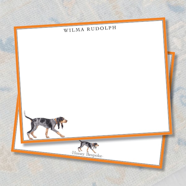 Personalized University of Tennessee Smokey Stationery/ University Tennessee Gifts / Bluetick Coonhound Watercolor Stationery / Vols