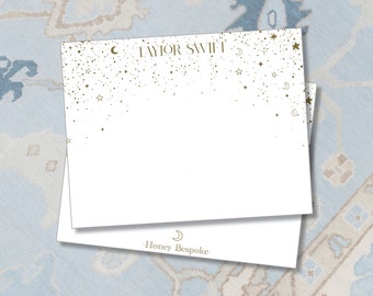 Personalized Gold Star Celestial Stationery / Celestial Stationery Set / Stationery For Women / Personalized Notecards