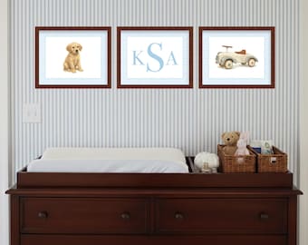 Watercolor Boy Nursery Art Prints | Classic Baby Room Wall Art Set