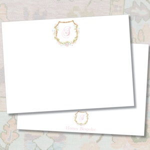 Watercolor Crest Grandmillennial Stationery / Watercolor Floral Stationery/ Classy Stationery For Women / Hostess Gift Ideas