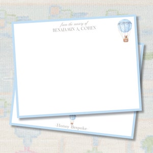 Hot Air Balloon and Bear Stationery / Hot Air Balloon Baby Themed Stationery / Teddy Bear Stationery / Note From The Nursery Stationery