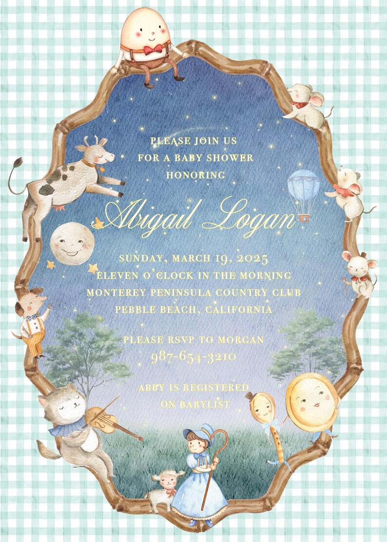 Nursery Rhyme Baby Shower Invitation | Storybook Shower Invite | Preppy 画像 6