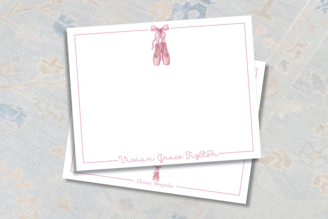 Ballet Note Border Personalized Ballerina Stationery | Pink Ballet Note Cards - Etsy