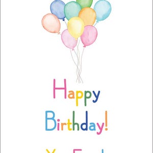A colorful arrangement of watercolor balloons floating against a white background.