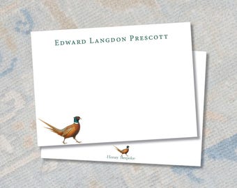 Personalized Pheasant Mens Stationery | Hunting Notecards | Gifts for Men