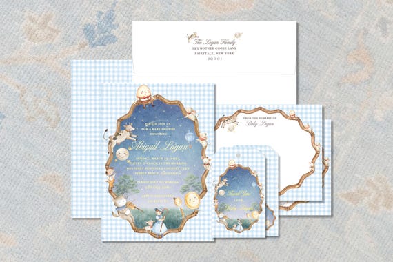 Nursery Rhyme Baby Shower Invitation | Storybook Shower Invite | Preppy