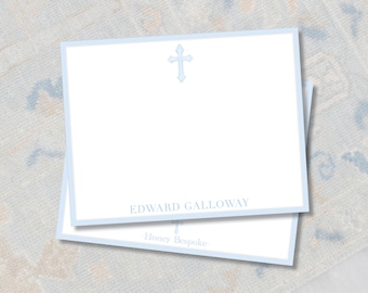 Baptism Thank You Cards | Blue Cross Stationery | Personalized Boy
