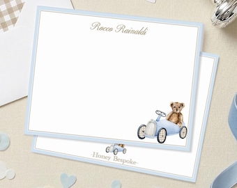 From the Nursery Of Stationery | Teddy Bear Toy Car Baby Boy Thank You Cards | Personalized Nursery Notes