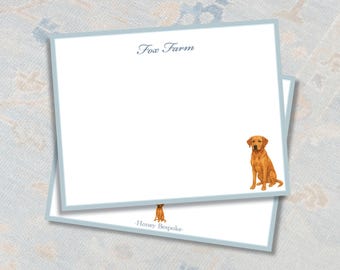 Personalized Red Fox Lab Stationery | Watercolor Labrador Notecards