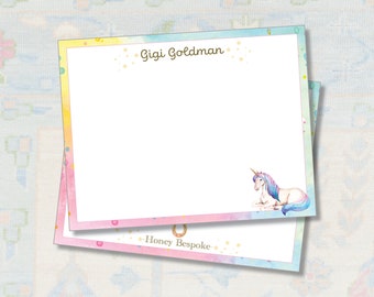 Personalized Unicorn Stationery | Unicorn Thank You Notes | Girl Note Cards