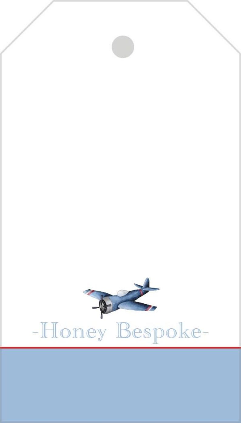 Watercolor Airplane Gift Tags | Personalized Plane Boy Favor Tag image 4
