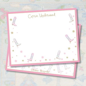 Personalized Cowgirl Boots Stationery / Watercolor Cowgirl Bachelorette Stationery | Custom Bachelorette Party Gifts / Watercolor Boots Girl