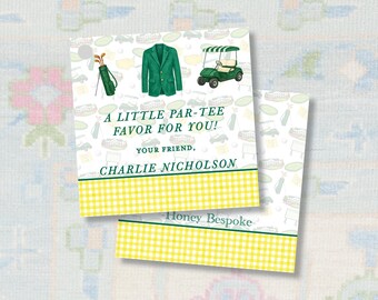 Yellow Hole In One Favor Tags | Masters Gift Tags | Par-Tee Party Enclosure Cards