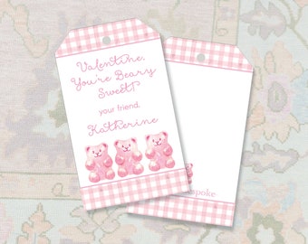 Beary Cute Valentines Gift Tag / Beary Sweet Valentine/ Preppy Valentines Gift Tags  / Gummy Bear Valentines / Grandmillennial Valentines