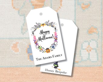 Halloween Gift Tag Watercolor Crest / Printable Halloween Gift Tag / Watercolor Halloween / Kids Halloween Gift Tags / Cute Halloween Tags