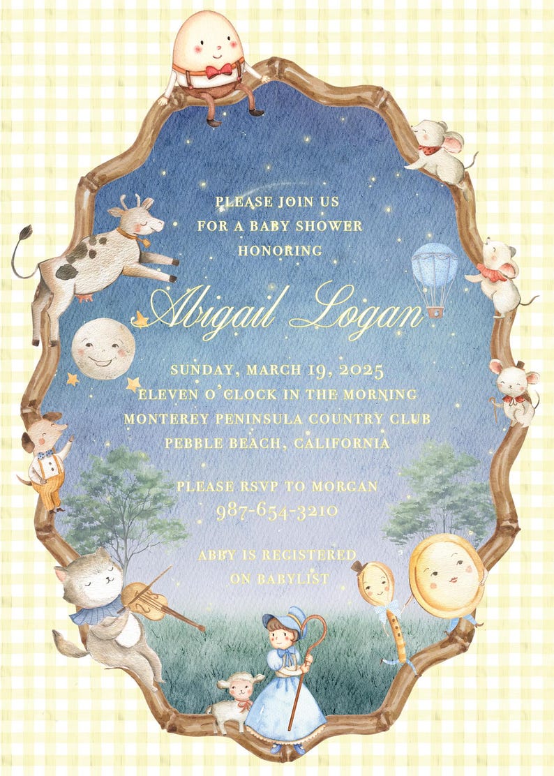 Nursery Rhyme Baby Shower Invitation | Storybook Shower Invite | Preppy 画像 5