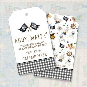Preppy Pirate Themed Gift Tag / Pirate Party Tags /  Pirate Printable Gift Tags / Ahoy Matey Birthday Tags / Pirate Themed Party Favor Tags