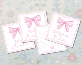 Girl Milestone Cards / Baby Month Cards / Preppy / Pink / Baby Girl Milestone Cards / Classic / Preppy Girl / Baby Gift /Baby Shower / Month