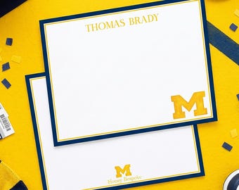 Officially Licensed University of Michigan Stationery | Personalized Wolverines Custom Notecards