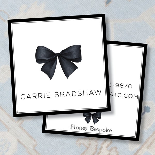 Personalized Monogram Calling Card / Classy Bow Enclosure Card / Womens Calling Card / Preppy Girl / Southern Girl Designs / Classic Tag