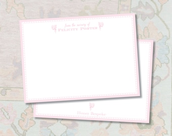 Watercolor Pink Bonnets Nursery Stationery / Notes From The Nursery / Baby Thank You Cards / Pink Baby Stationery / Watercolor Baby Bonnet