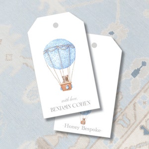 Watercolor Hot Air Balloon Gift Tag / Teddy Bear Gift Tags / Baby Boy / Enclosure Cards / Gift / Classic / Felt Tag / Preppy Bild 1